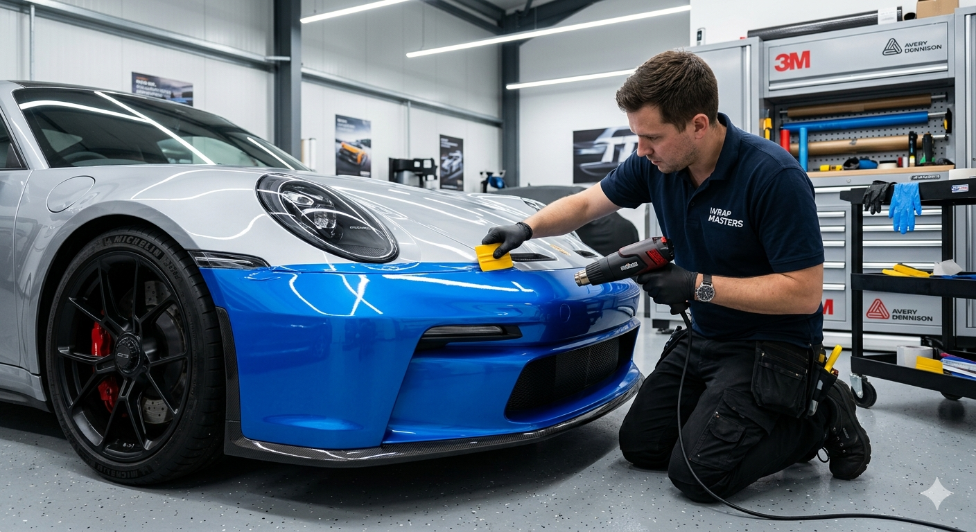 professional vinyl wrap installation workshop