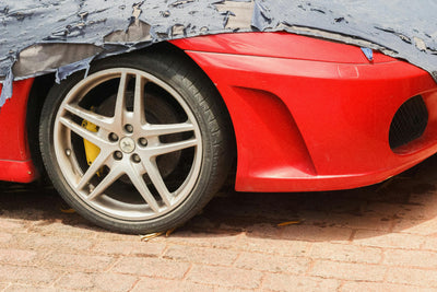Red car hood