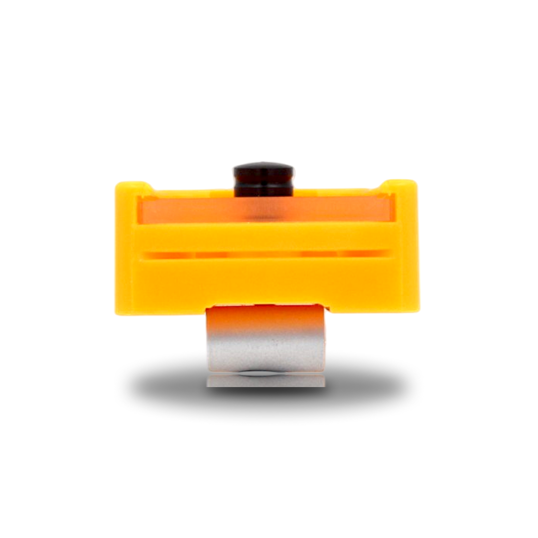 Plastic container for safe disposal of used blades.