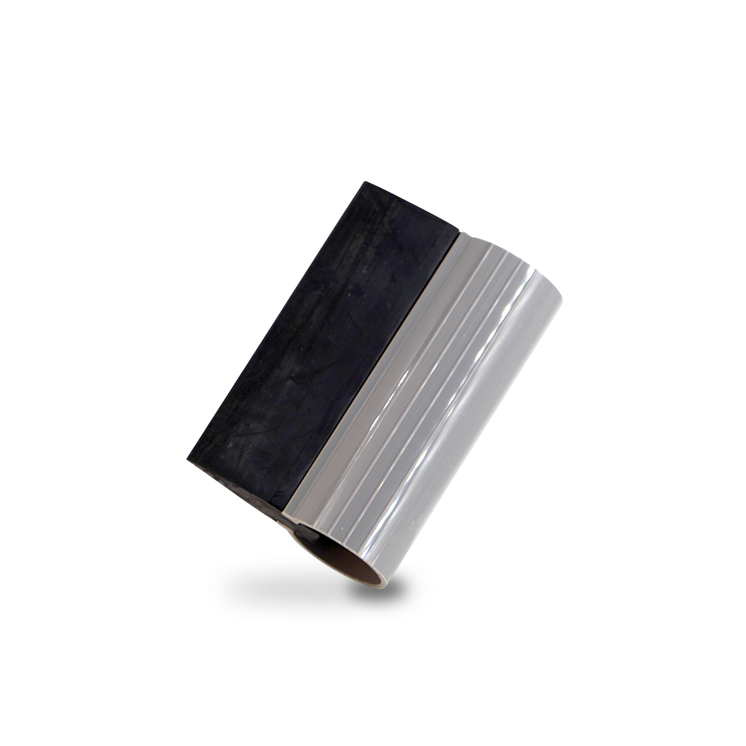 Black rubber squeegee for cleaning and film smoothing.
