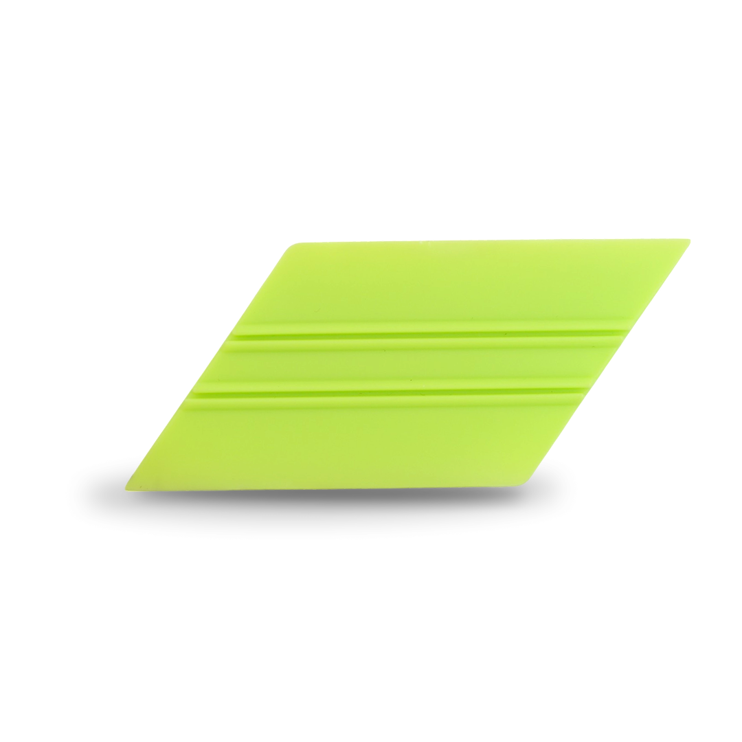 Green diamond-shaped hard edge squeegee for window film application.