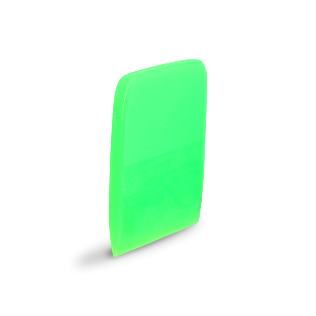 Green PPF squeegee with medium flexibility for wrap application.
