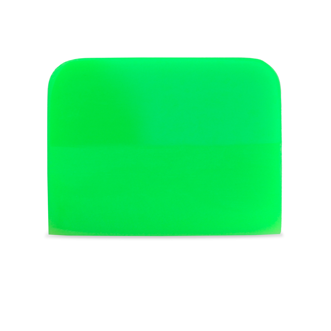 Green PPF squeegee with medium flexibility for wrap application.