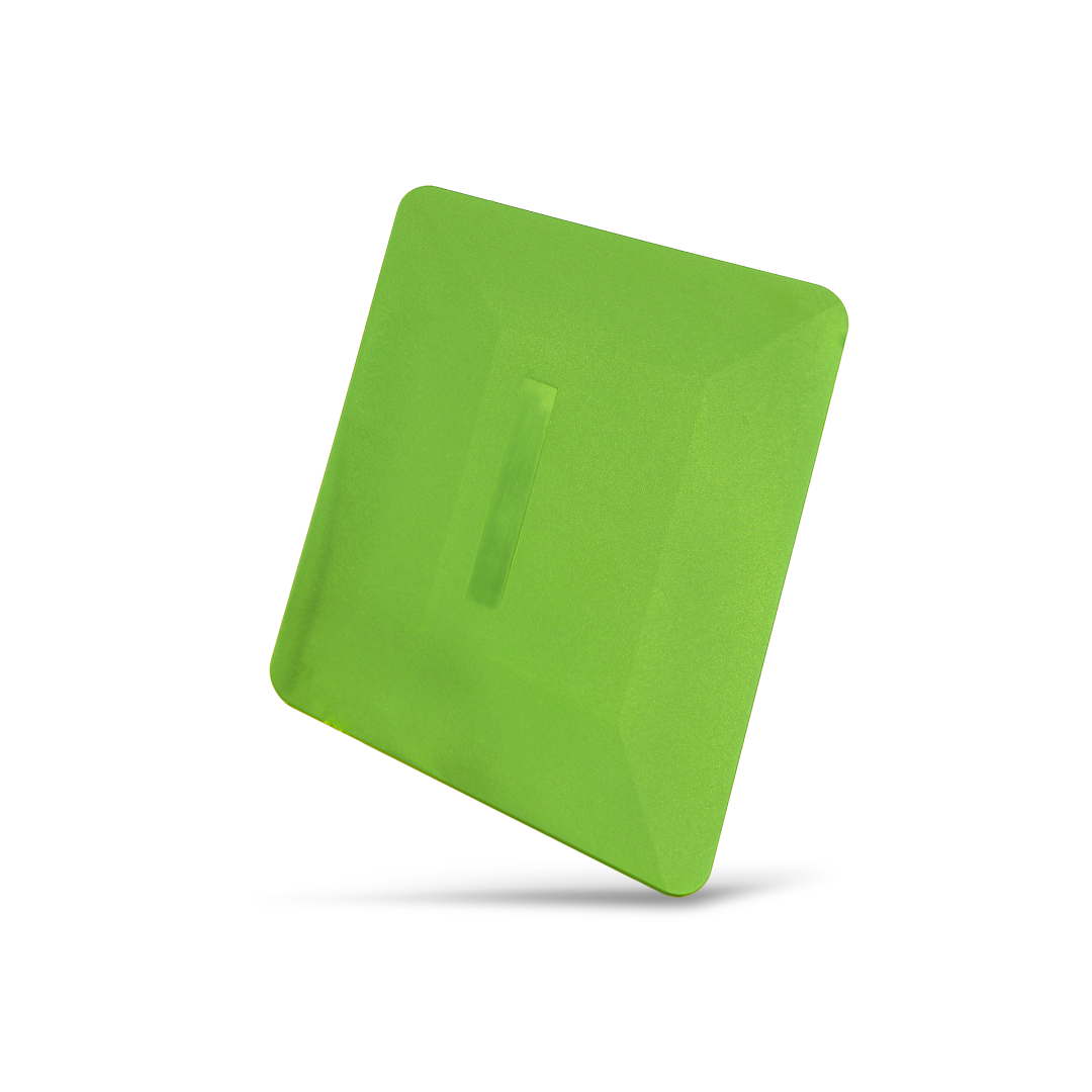 Green tint squeegee card with extra soft flex for delicate tints.