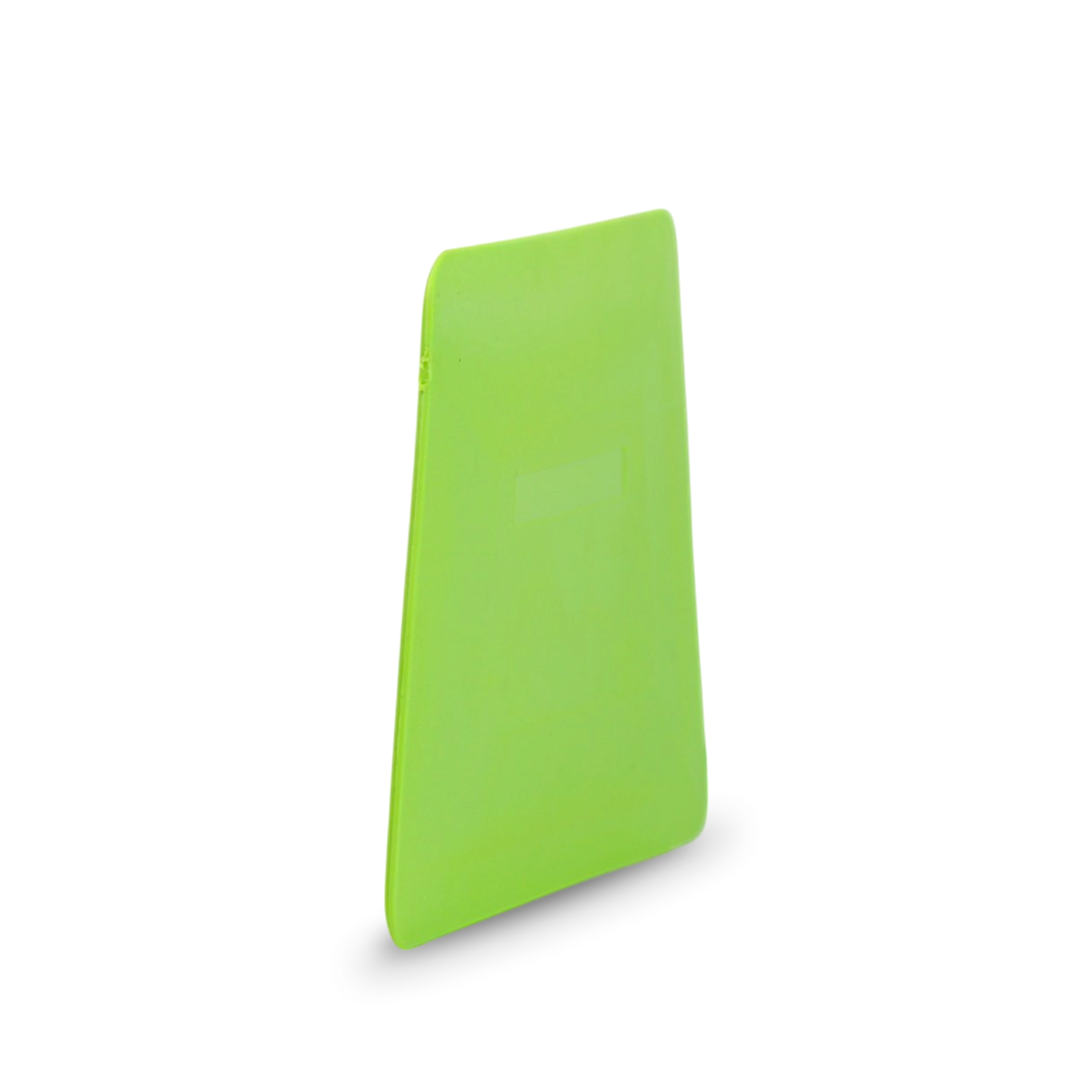 Green tint squeegee card with extra soft flex for delicate tints.