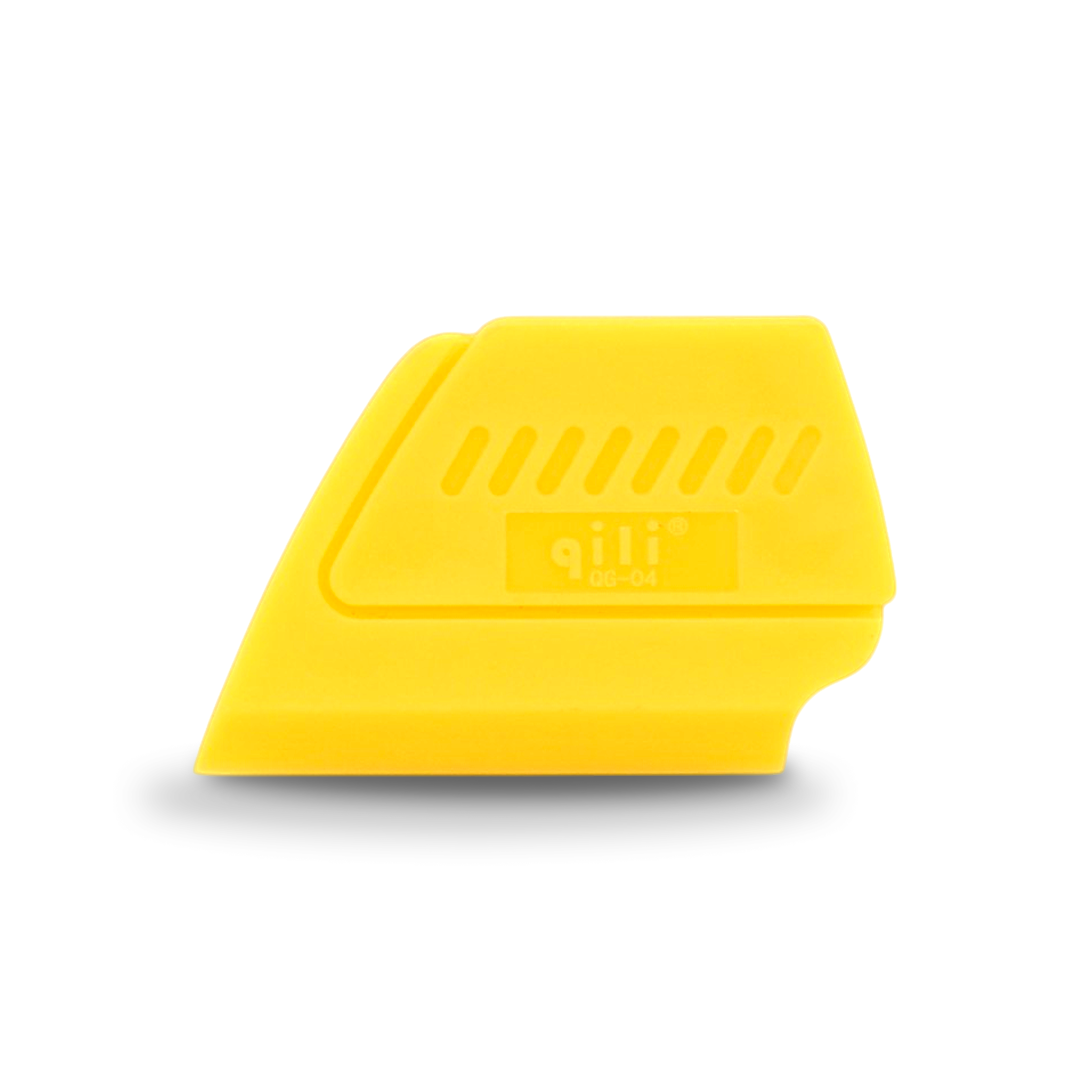 Compact yellow squeegee for precise side trim tinting.