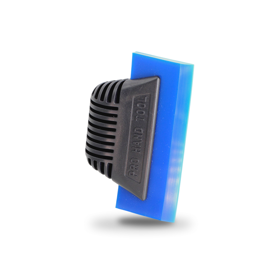 Palm grip handle for comfortable tint squeegee control.