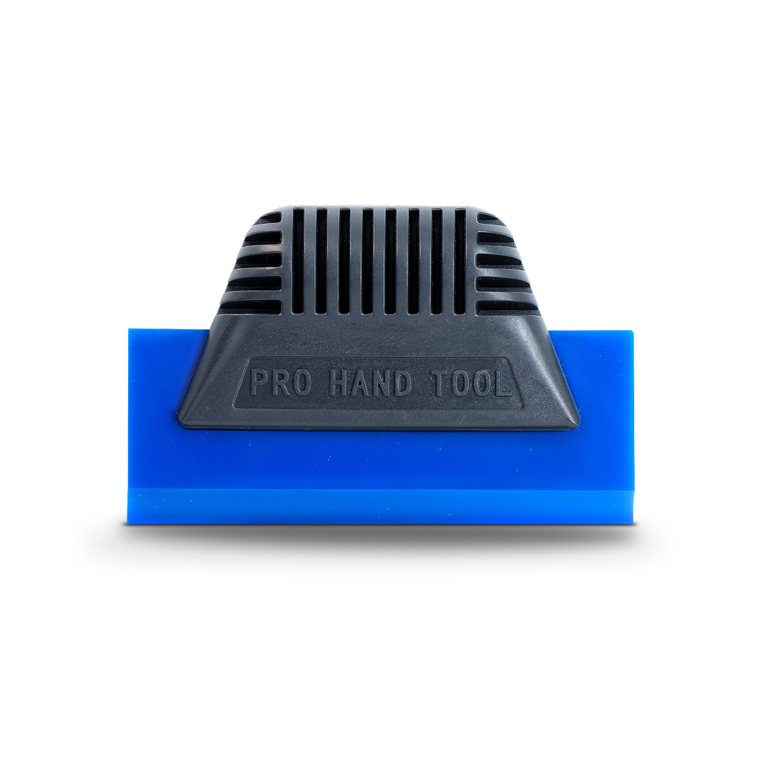 Palm grip handle for comfortable tint squeegee control.