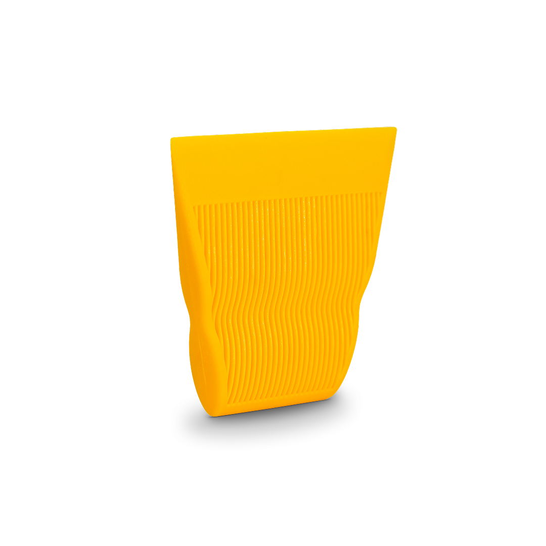 Ergonomic yellow tint squeegee for power stroke application.