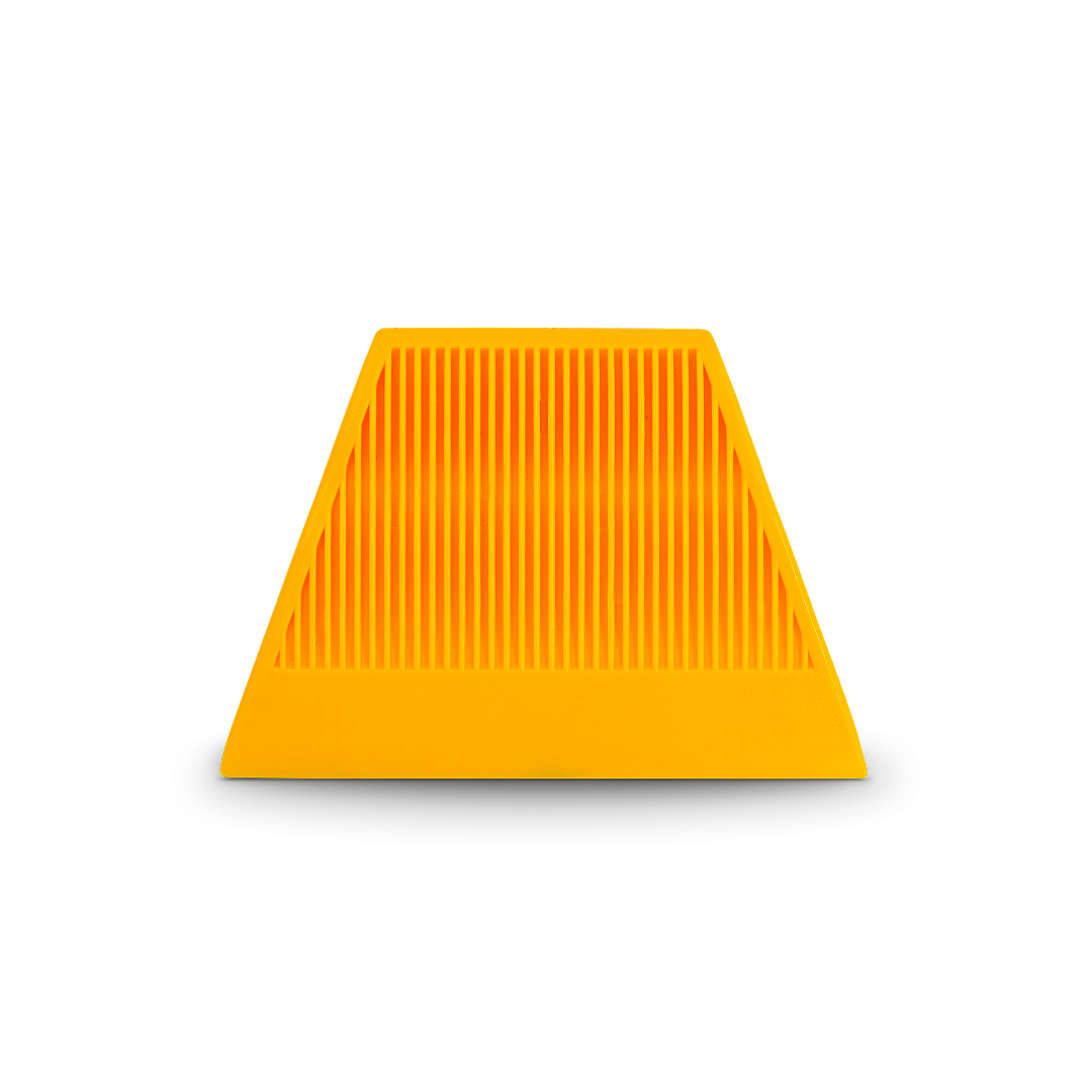 Ergonomic yellow tint squeegee for power stroke application.