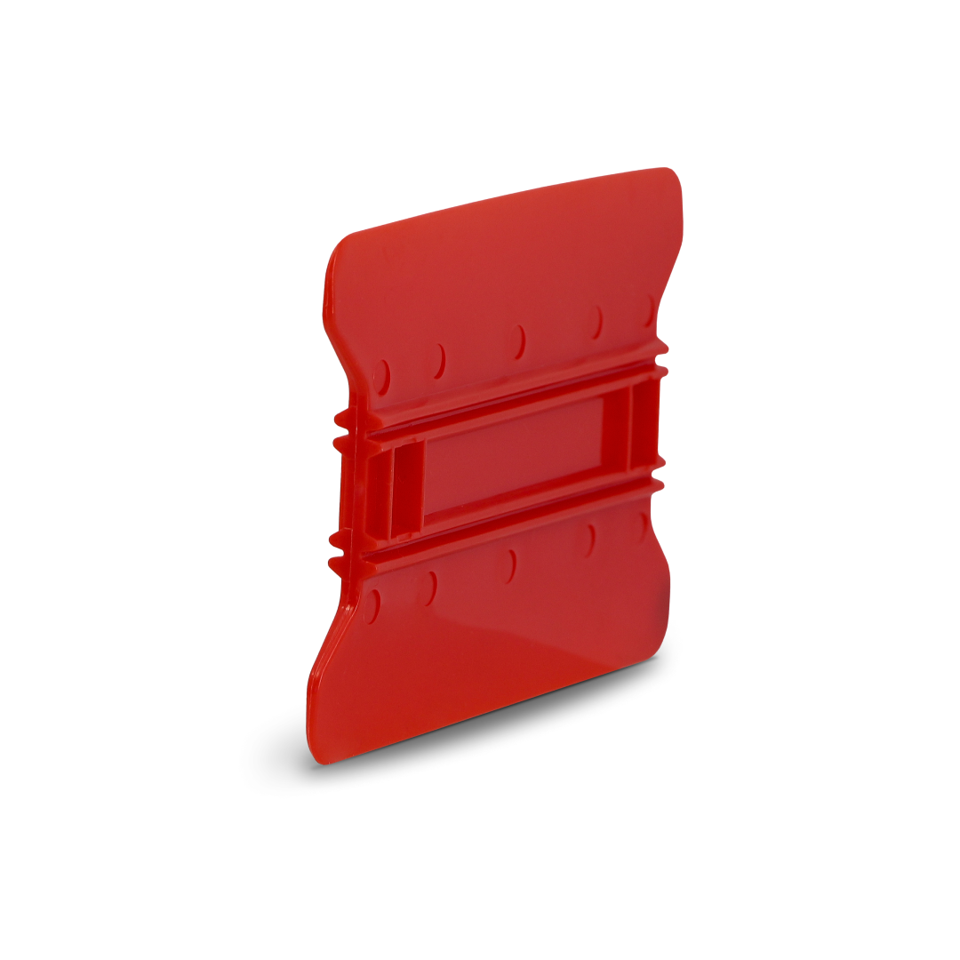 Red wing edge squeegee with hard flex construction.