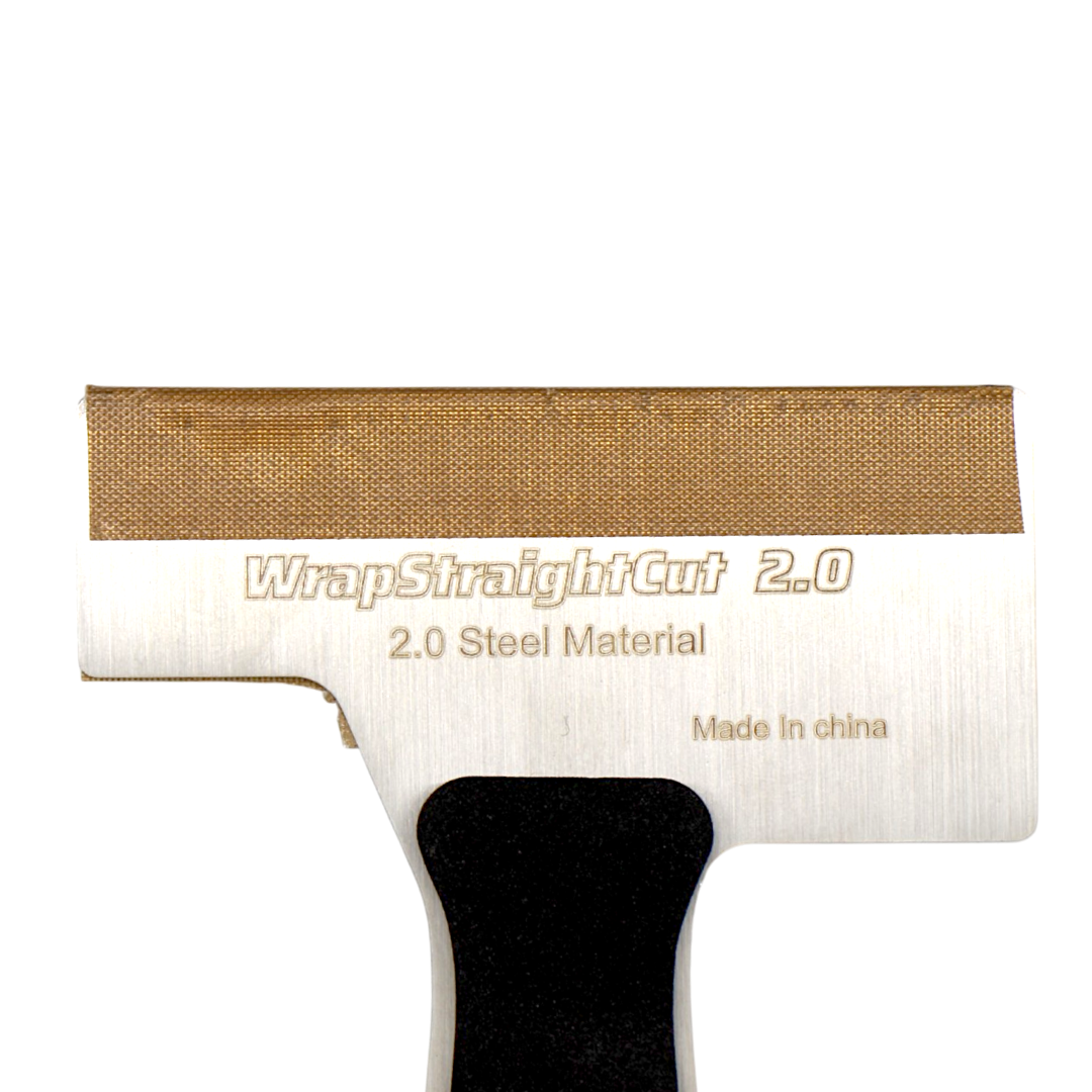 Vinyl wrap straight cut tool for creating clean, even edges on film.