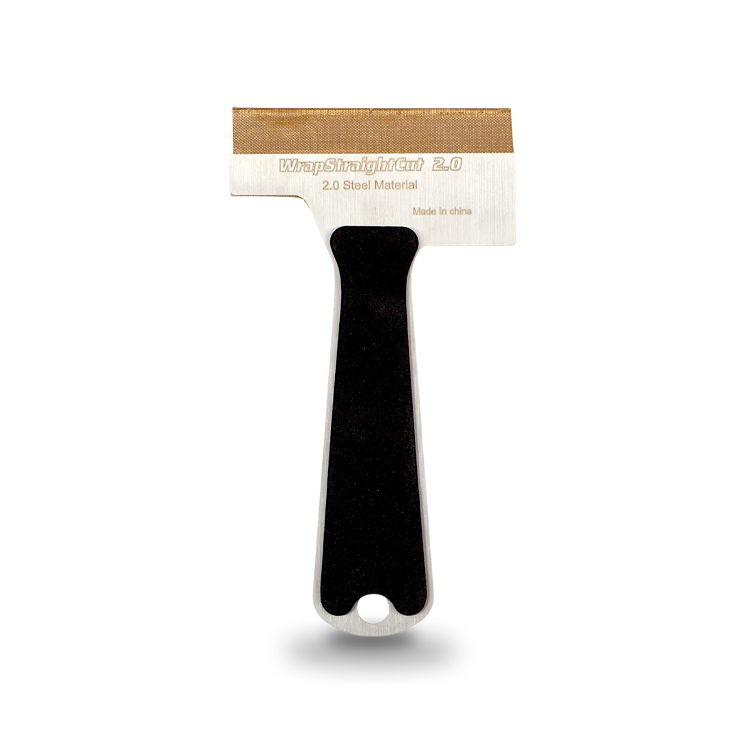 Vinyl wrap straight cut tool for creating clean, even edges on film.