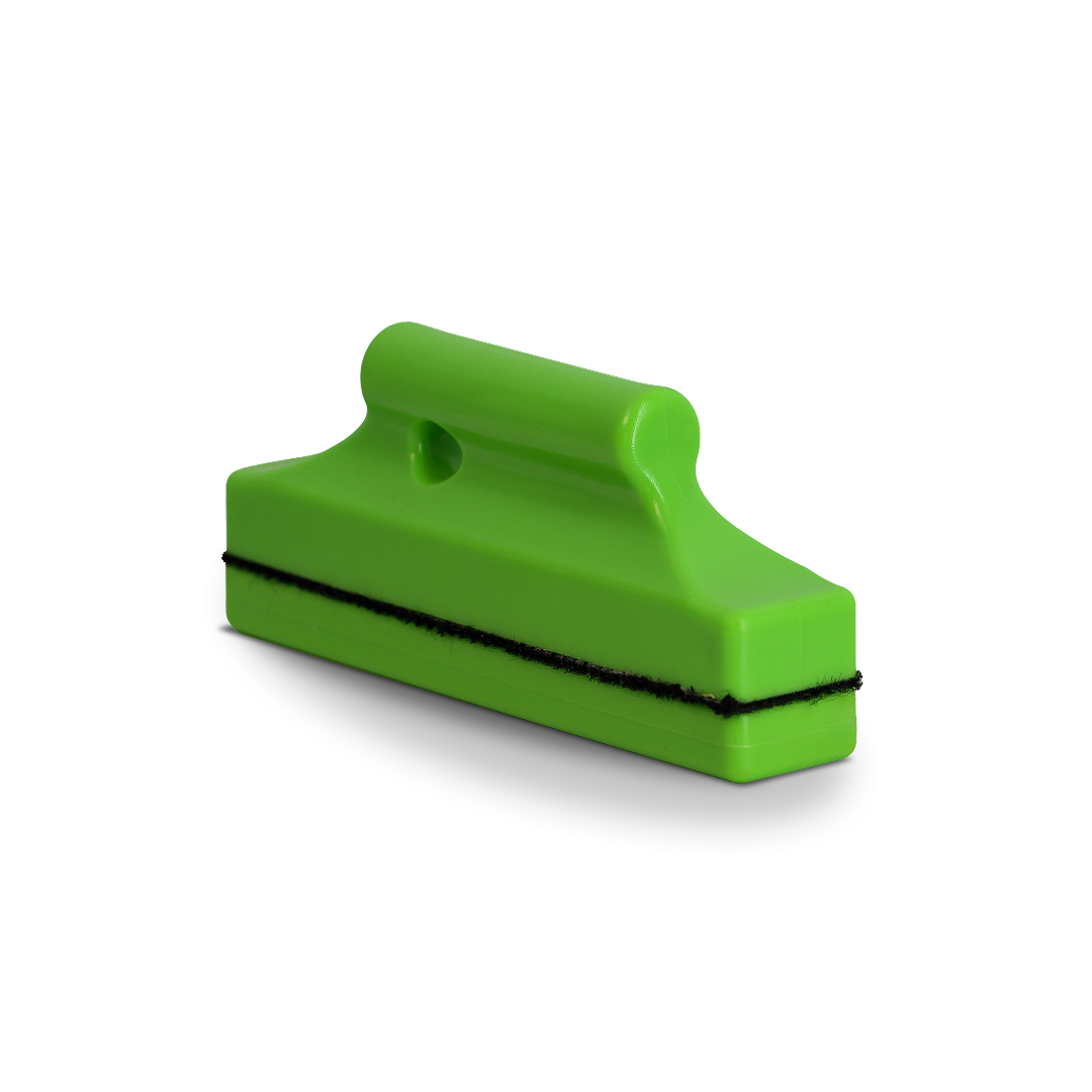 Stud-shaped magnet tool for vinyl and tint positioning.
