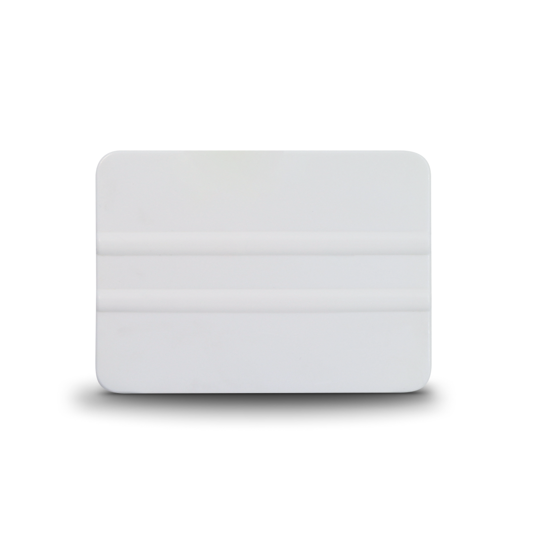 White vinyl wrap squeegee designed for streak-free results.