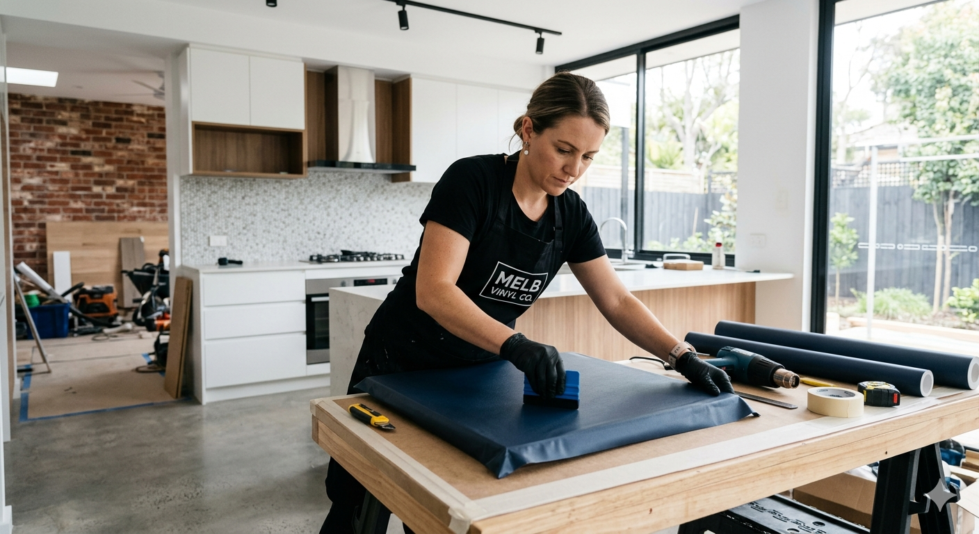 kitchen vinyl wrap installation process Melbourne