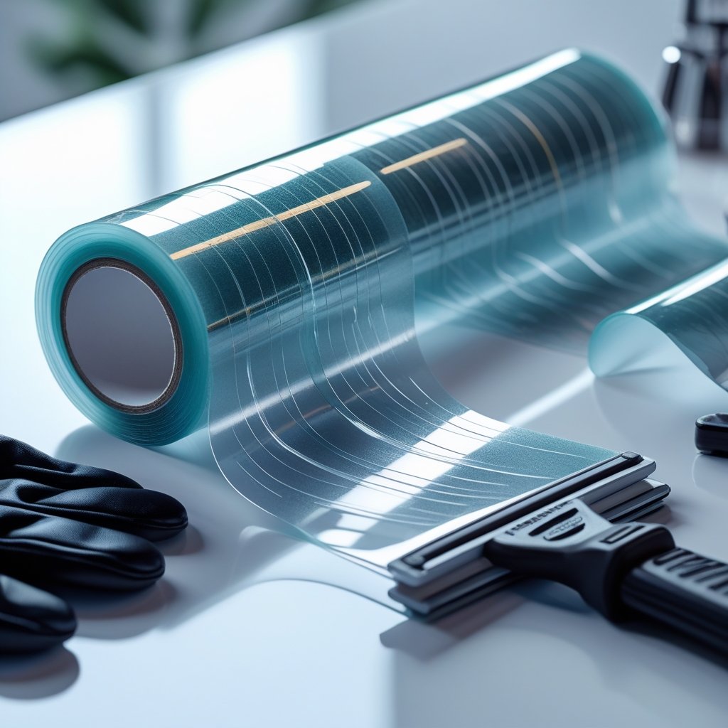 Rolls of knifeless tape on top of a table