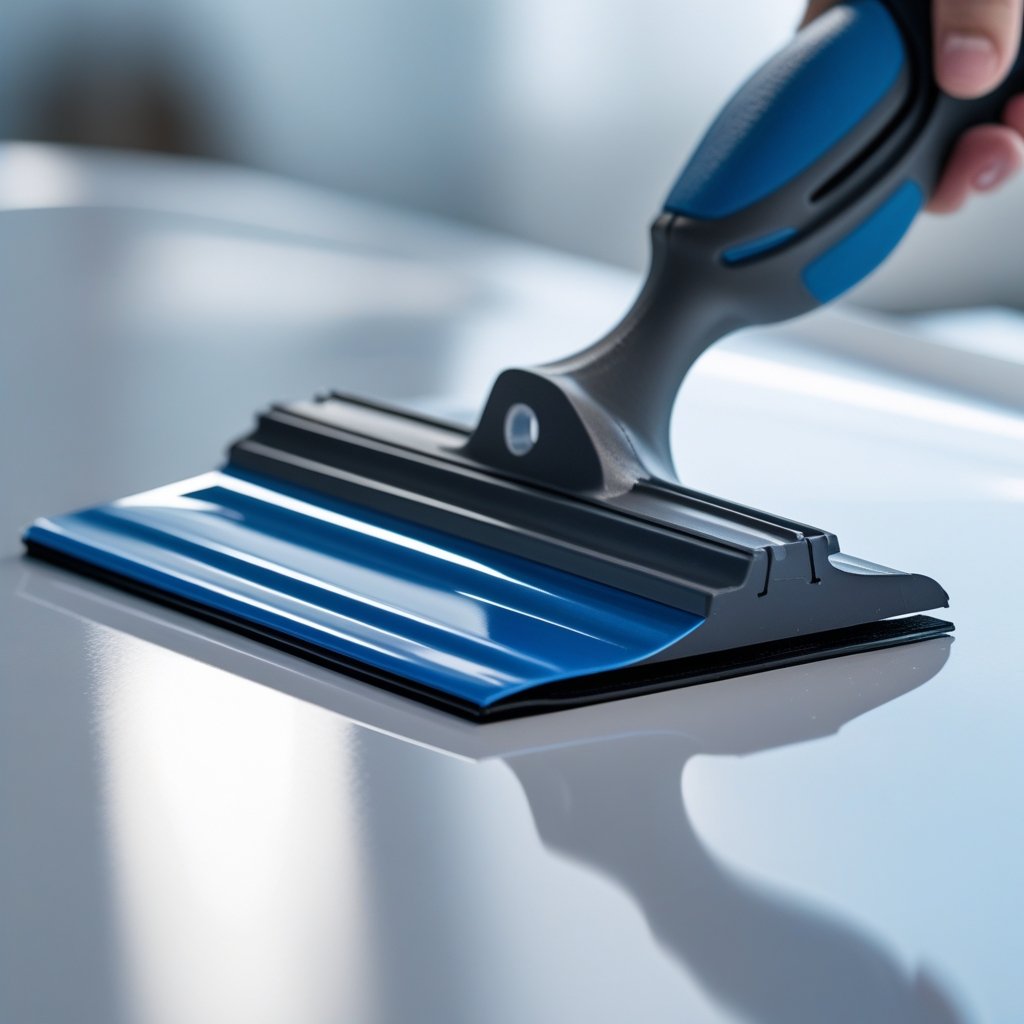 Hand-held vinyl squeegee for vinyl wraps