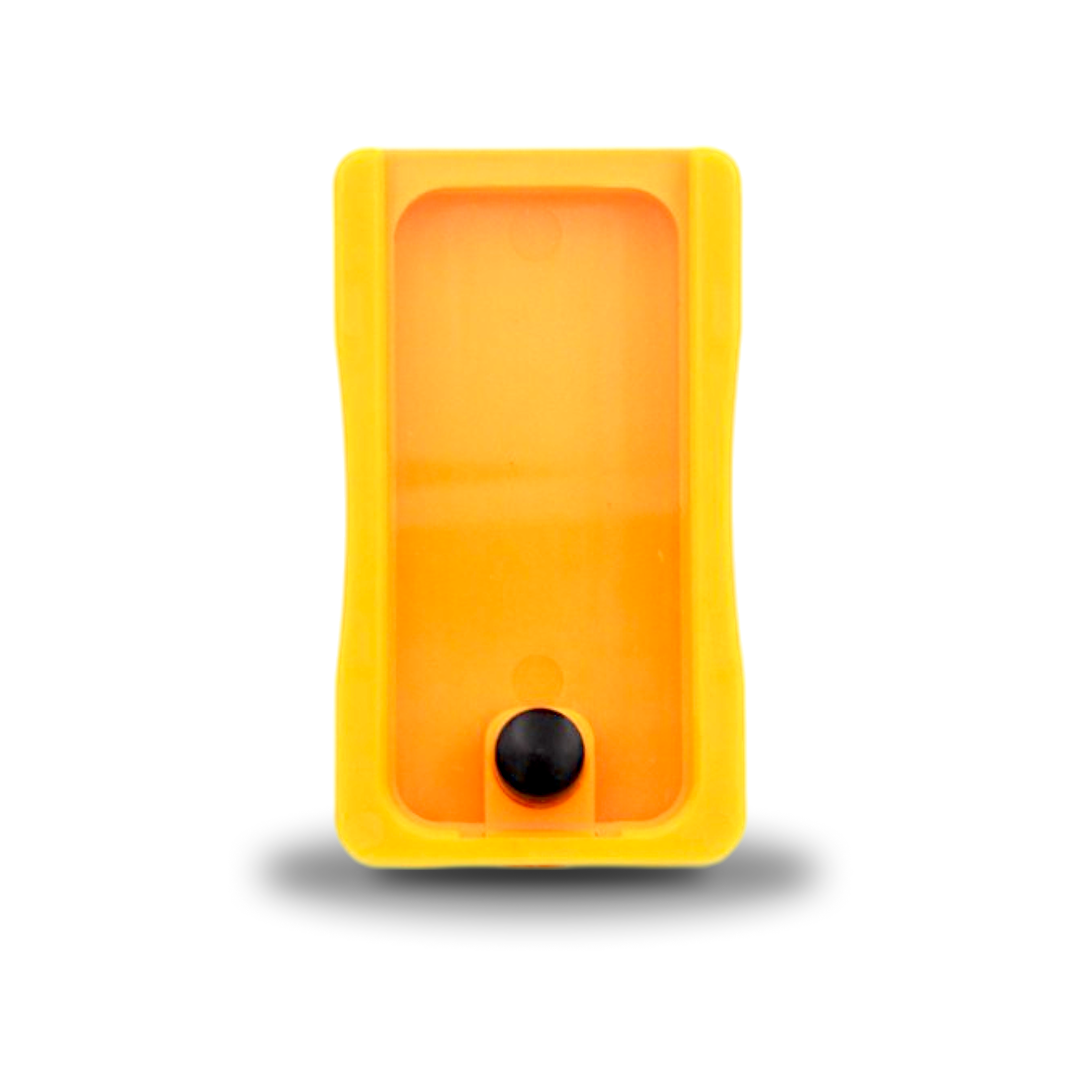 Plastic container for safe disposal of used blades.