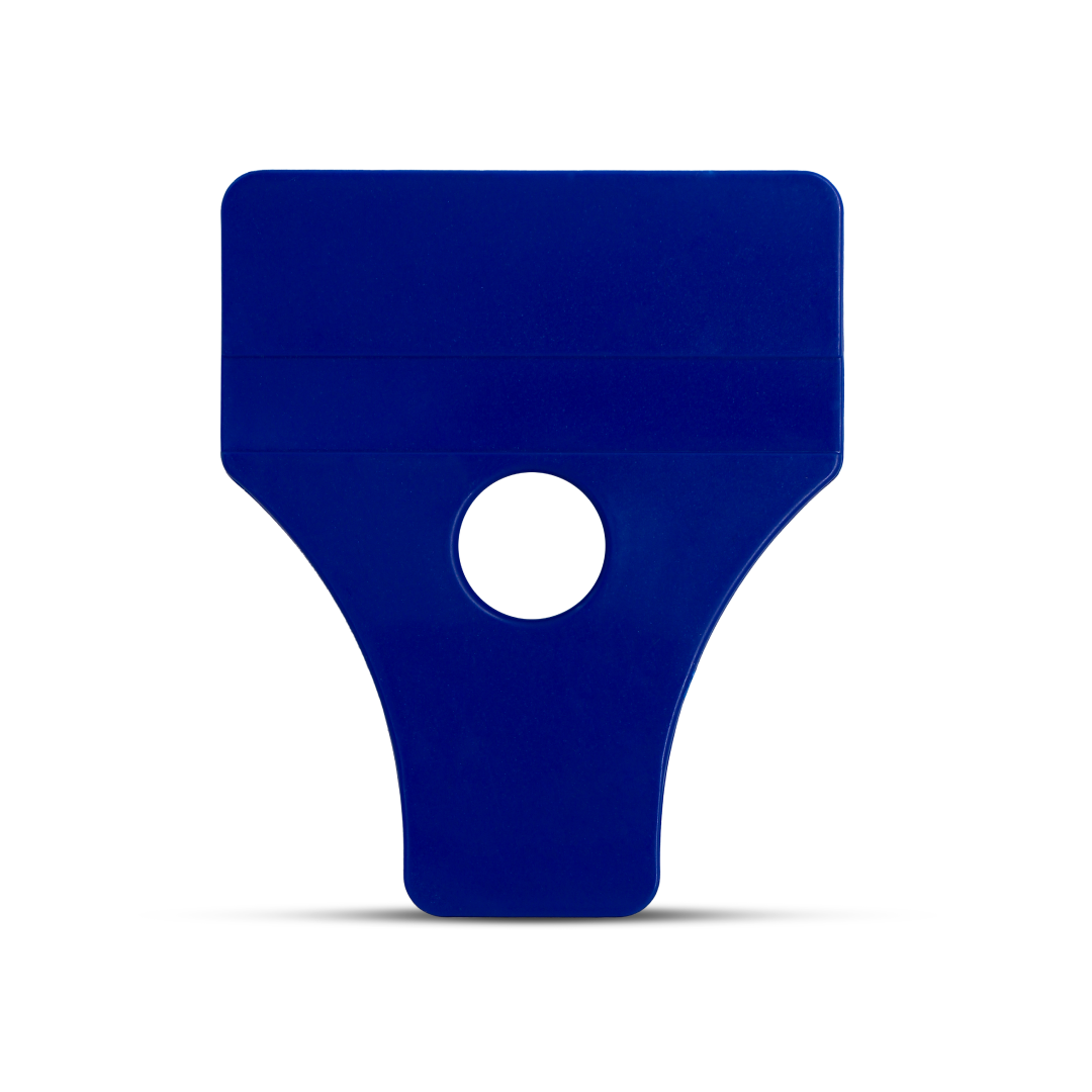 Blue handheld scraper for removing decals and wraps.