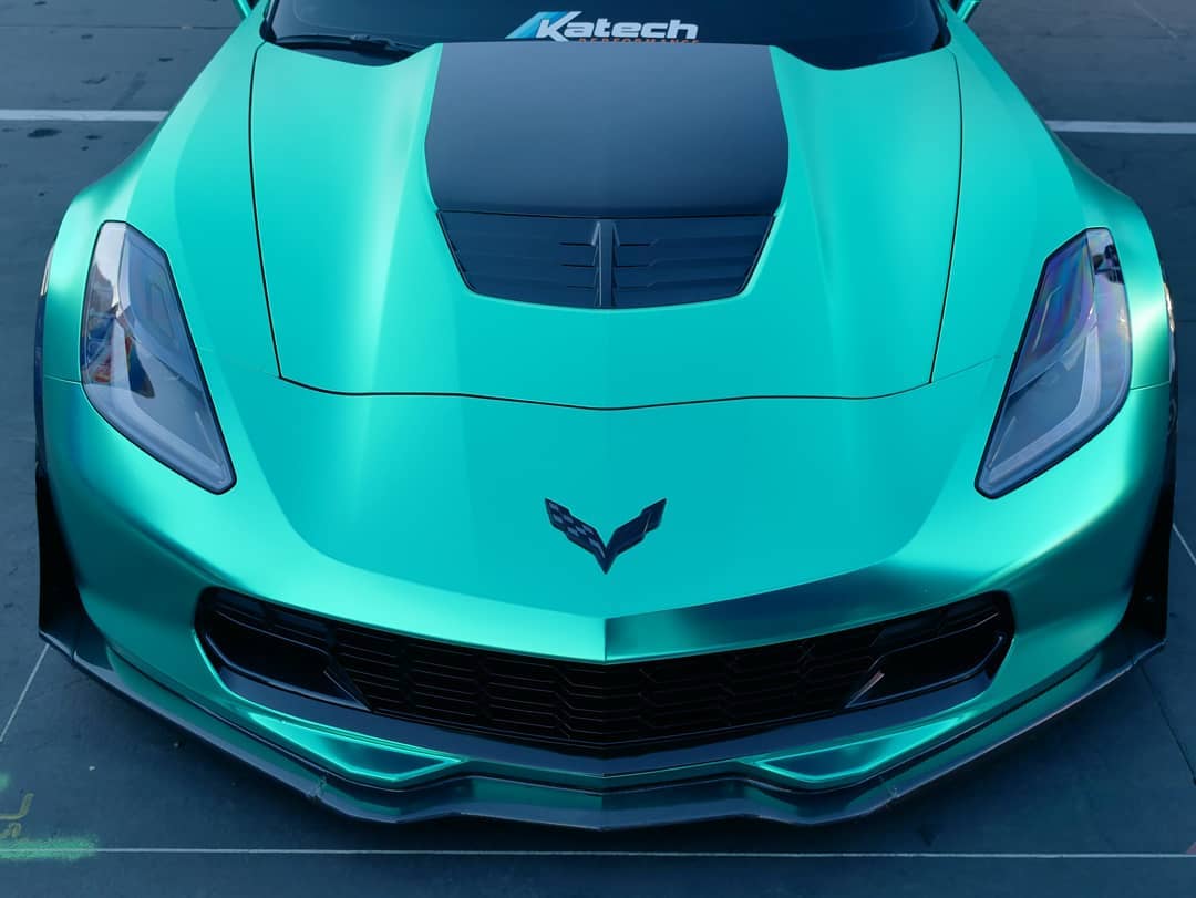 Luxury car with carbon fiber look full body wrap