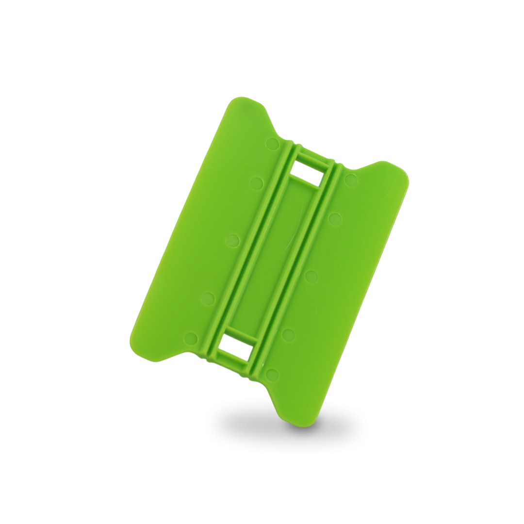 Green squeegee with wing edges and rigid flex.