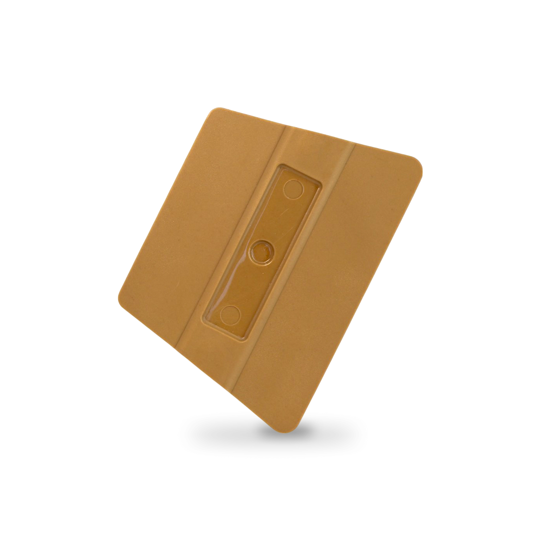 Gold squeegee with magnetic core and hard flex body.