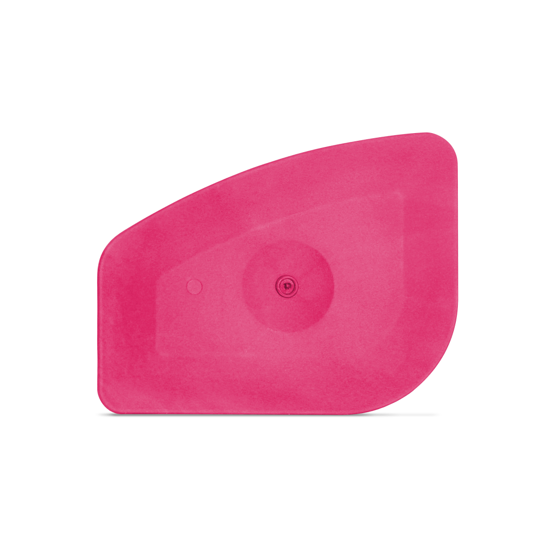Hard pink chizler scraper for firm decal removal.