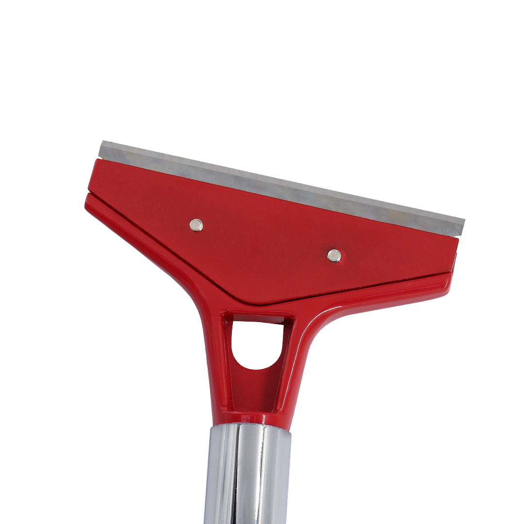 Tint removal scraper with precision razor blade for clean film removal.
