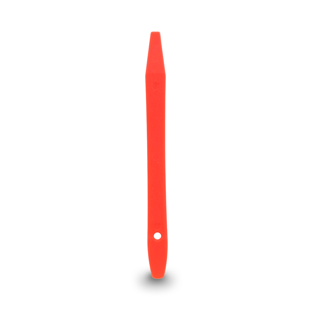 Plastic gasket push stick for tucking film behind seals and trims.