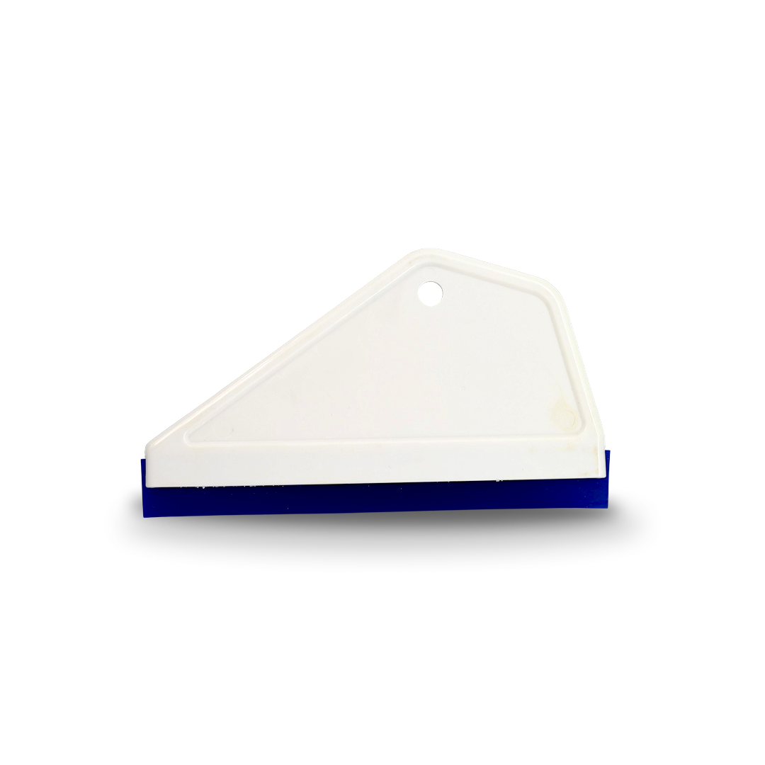 Side swipe tool with blue squeegee blade for automotive tinting.