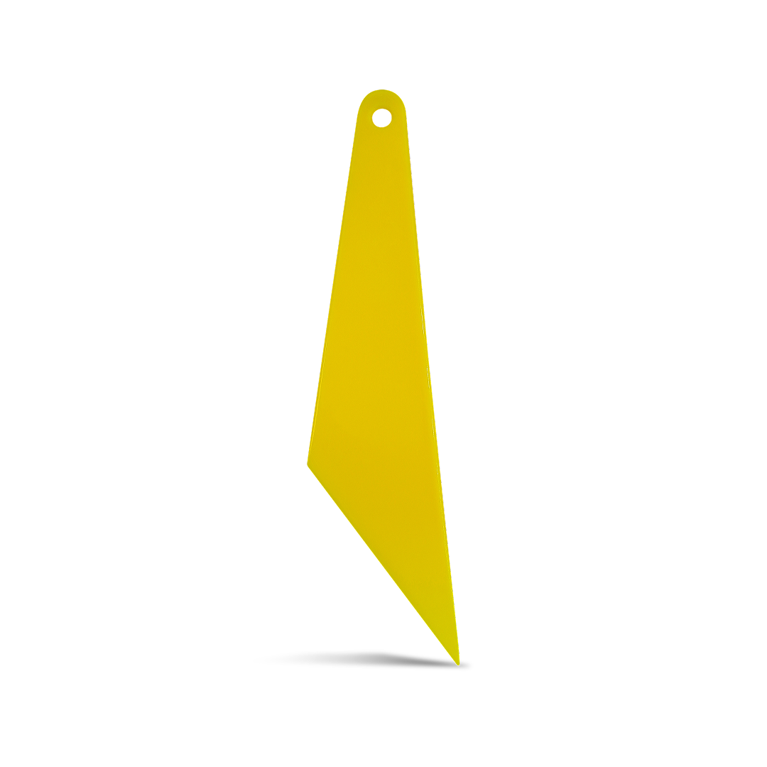 Long handle squeegee for tucking tint and film under trims.